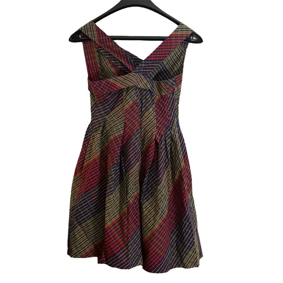 Donoratico By Ding Yong Plaid Fit & Flair Scoop Neck Short Dress Size Small - Picture 12 of 13
